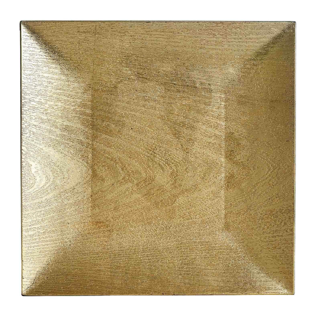 6-Pack Acrylic Charger Plates 12" Square Gold with Embossed Wood Grain - Boho Chic Dinner Party Decor Charger Tableware